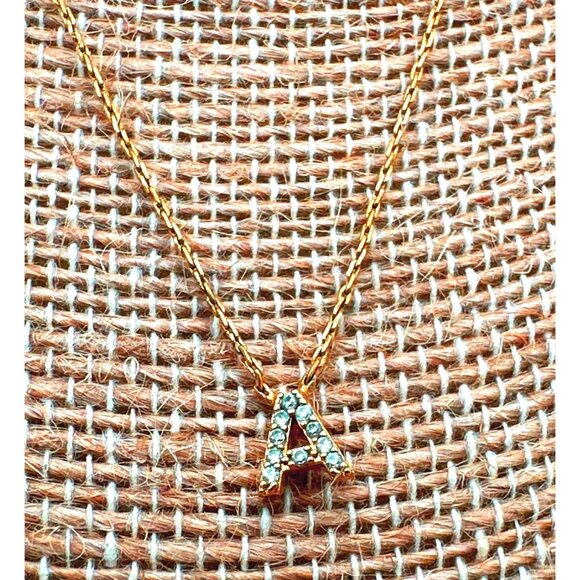 Dainty Letter "A" Initial Pendant Necklace Mini Gold Plating Adjustable Chain - Picture 1 of 4
